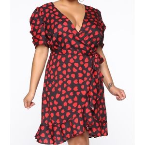 FASHION NOVA In Lust Heart Print Mini Wrap Dress